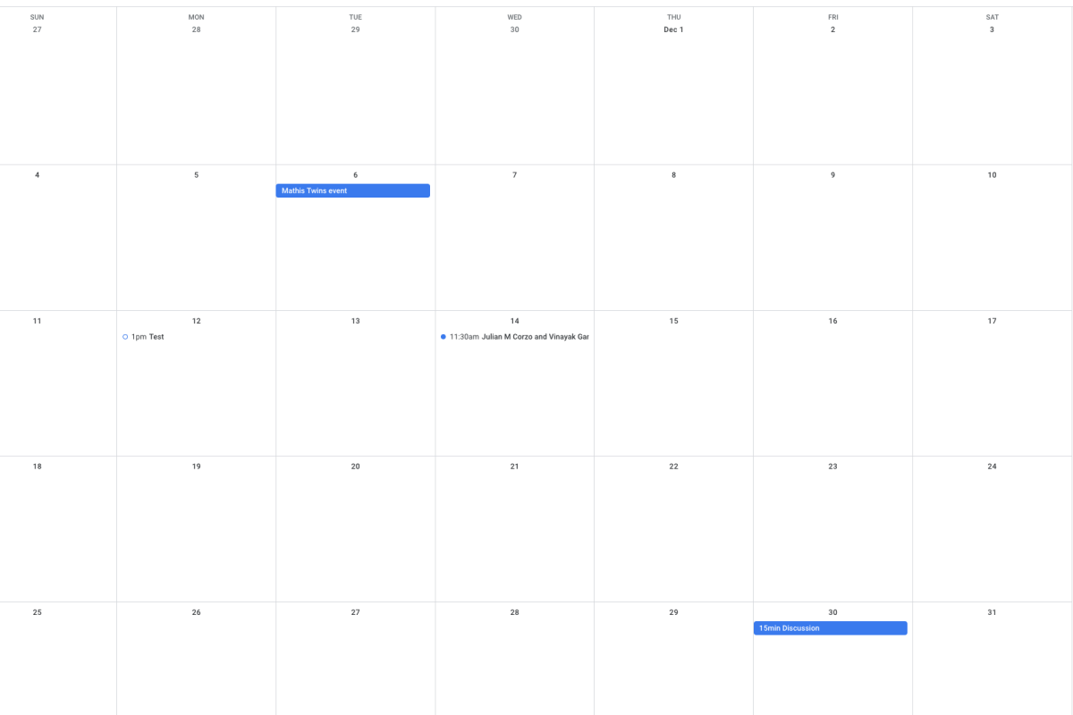 Scale Your Content Agency With Julian Corzo A screenshot of a digital calendar for December 2022 displaying two events: "team sync" on December 14 and "winter discount 20%" on December 30 to Scale Your Agency. Conquer Acquisitions